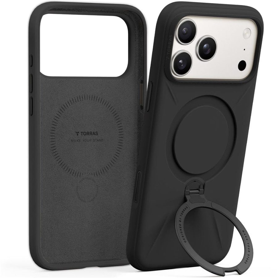 TORRAS Ostand Q3 Silicone Series For iPhone 17 Pro Max Case Magnetic Ring Kickstand Liquid Silicone Phone Cover