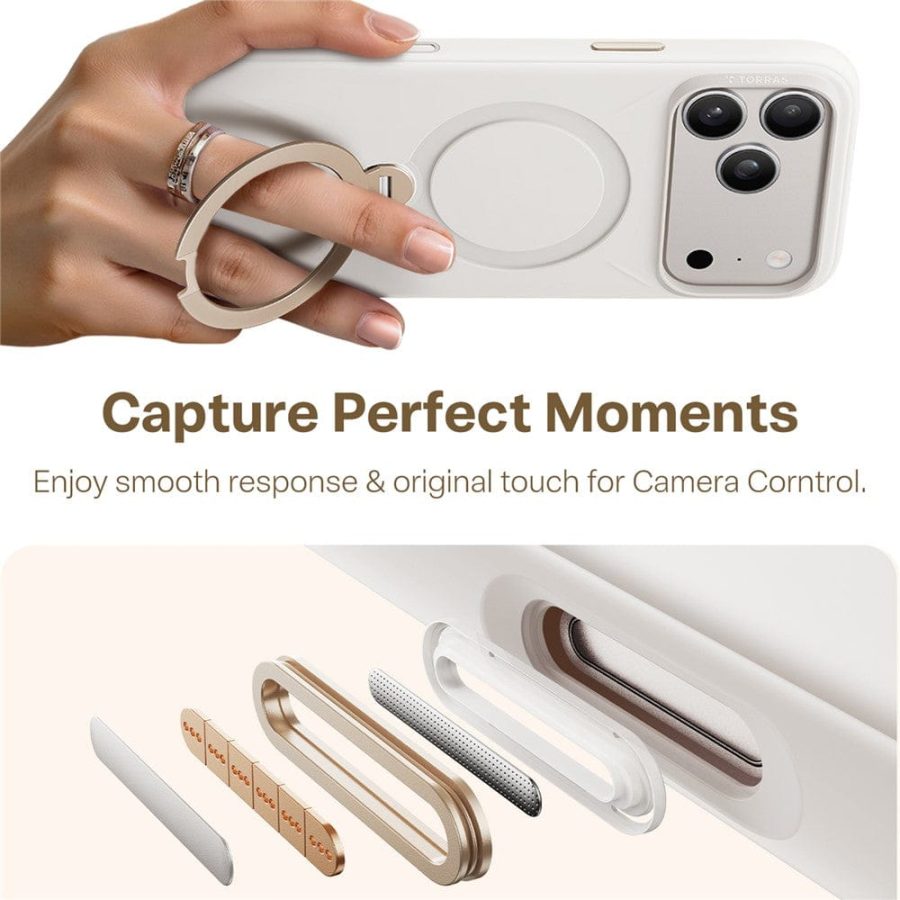 TORRAS Ostand Q3 Silicone Series For iPhone 17 Pro Max Case Magnetic Ring Kickstand Liquid Silicone Phone Cover