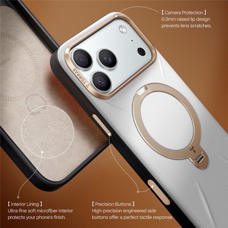TORRAS Ostand Q3 VegSkin Series For iPhone 17 Pro Max Case Compatible with MagSafe Kickstand Phone Cover