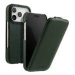 MELKCO For iPhone 17 Pro Max Flip Case Genuine Bovine Leather Cover | Compatible with MagSafe Green iPhone 17 Pro Max by The Case Factory