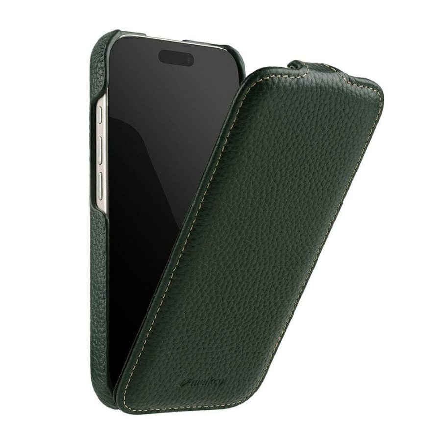 6601179800A-3 MELKCO For iPhone 17 Pro Max Flip Case Genuine Bovine Leather Cover | Compatible with MagSafe by The Case Factory