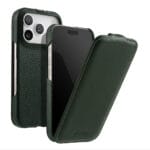 MELKCO For iPhone 17 Pro Flip Case Genuine Bovine Leather | Compatible with MagSafe Green iPhone 17 Pro by The Case Factory