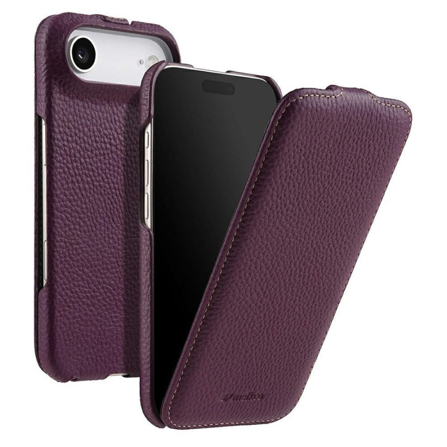 6601179804D-1 MELKCO For iPhone Air Flip Case Genuine Bovine Leather | Compatible with MagSafe Purple iPhone Air by The Case Factory