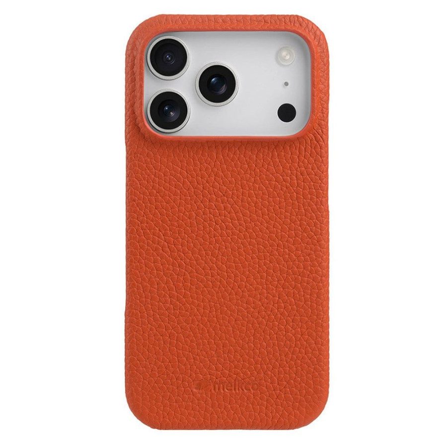 MELKCO For iPhone 17 Pro Case Genuine Bovine Leather | Compatible with MagSafe Orange iPhone 17 Pro by The Case Factory