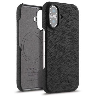 MELKCO For iPhone 17 Case Genuine Cow Leather PC Phone Cover Compatible with MagSafe Black by The Case Factory