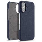 MELKCO For iPhone 17 Case Genuine Cow Leather PC Phone Cover Compatible with MagSafe Dark Blue by The Case Factory
