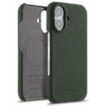 MELKCO For iPhone 17 Case Genuine Cow Leather PC Phone Cover Compatible with MagSafe Dark Green by The Case Factory