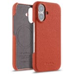 MELKCO For iPhone 17 Case Genuine Cow Leather PC Phone Cover Compatible with MagSafe Orange by The Case Factory
