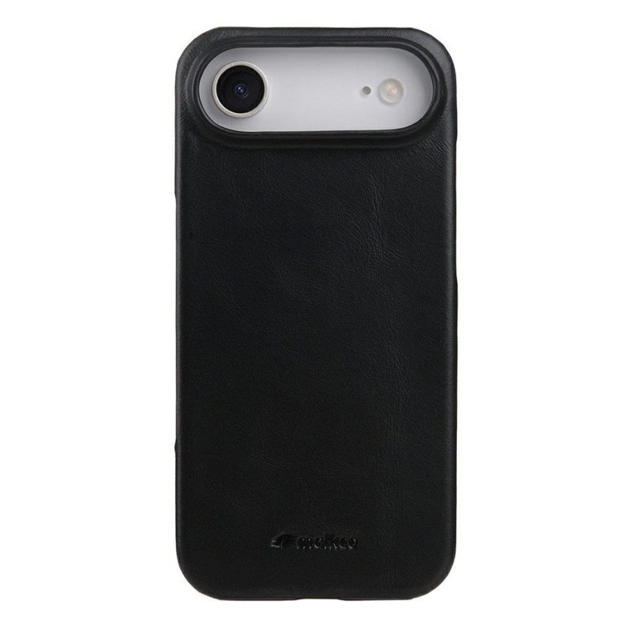 MELKCO For iPhone Air Case Waxy Genuine Cow Leather | Compatible with MagSafe Black iPhone Air by The Case Factory