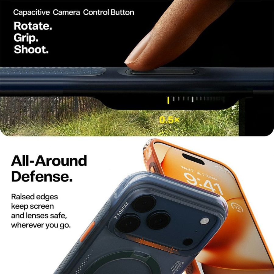 TORRAS Ostand Q3 Air Series For iPhone 17 Pro Max Case with Kickstand Compatible with MagSafe Shockproof Phone Cover