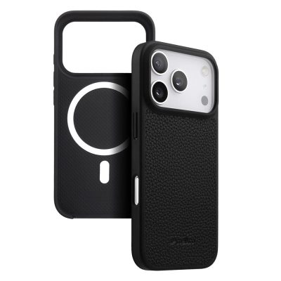 6601185327A-1 MELKCO For iPhone 17 Pro Max Ultra Thin Case Genuine Bovine Leather | Compatible with MagSafe Black iPhone 17 Pro Max by The Case Factory