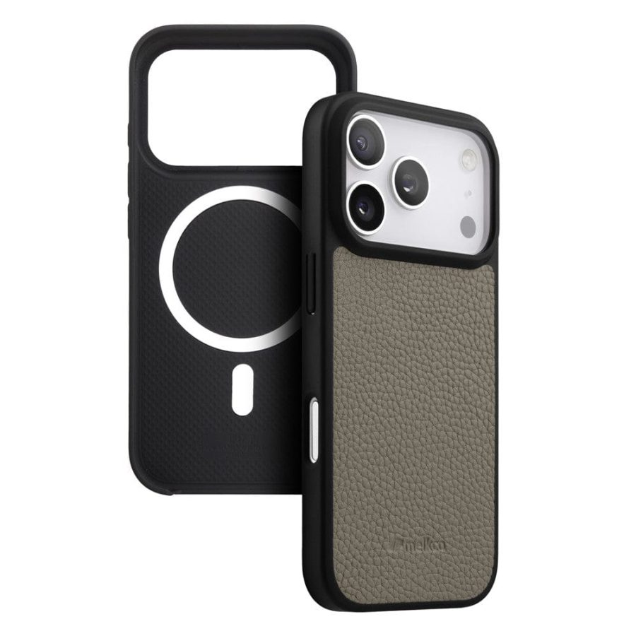 6601185327D-1 MELKCO For iPhone 17 Pro Max Ultra Thin Case Genuine Bovine Leather | Compatible with MagSafe Grey iPhone 17 Pro Max by The Case Factory