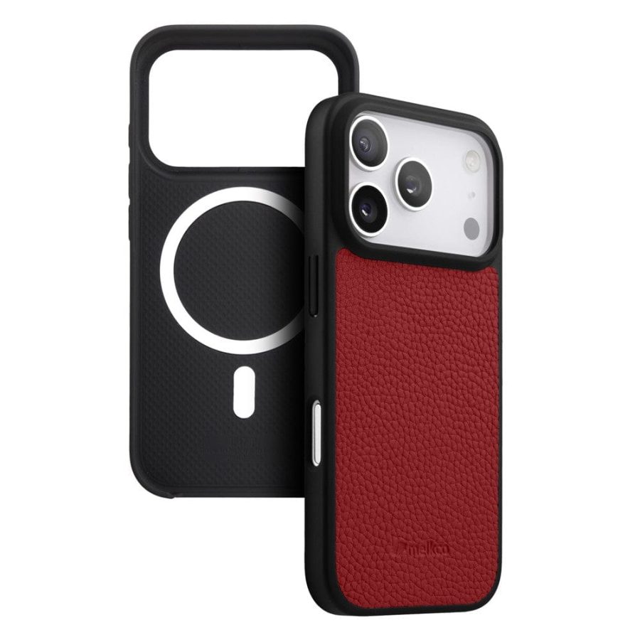 6601185327H-1 MELKCO For iPhone 17 Pro Max Ultra Thin Case Genuine Bovine Leather | Compatible with MagSafe Red iPhone 17 Pro Max by The Case Factory