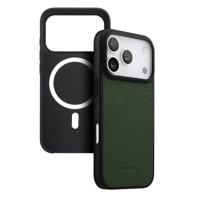 6601185328C-1 MELKCO For iPhone 17 Pro Ultra Thin Case Genuine Bovine Leather | Compatible with MagSafe Green iPhone 17 Pro by The Case Factory