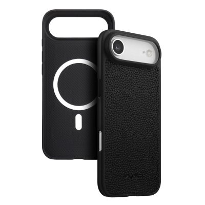 6601185329A-1 MELKCO For iPhone Air Ultra Thin Case Genuine Bovine Leather | Compatible with MagSafe Black iPhone Air by The Case Factory