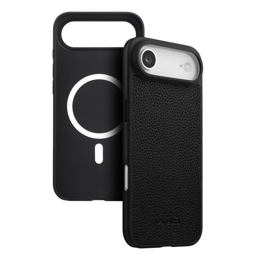 6601185329A-1 MELKCO For iPhone Air Ultra Thin Case Genuine Bovine Leather | Compatible with MagSafe Black iPhone Air by The Case Factory