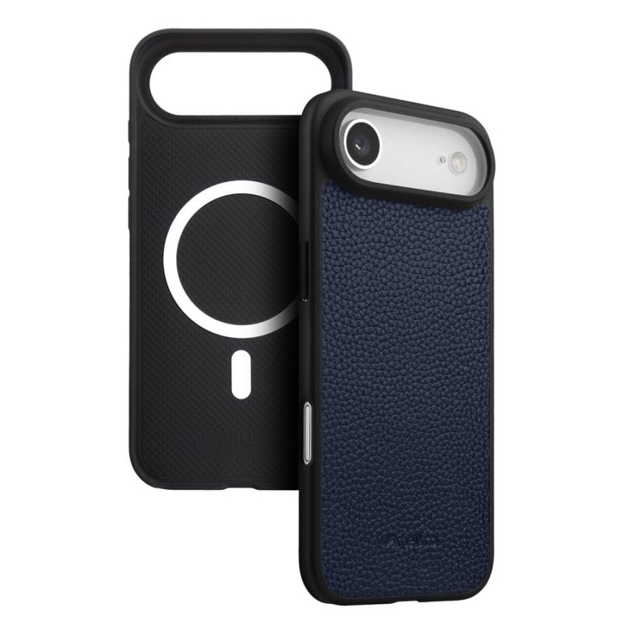 6601185329B-1 MELKCO For iPhone Air Ultra Thin Case Genuine Bovine Leather | Compatible with MagSafe Dark Blue iPhone Air by The Case Factory