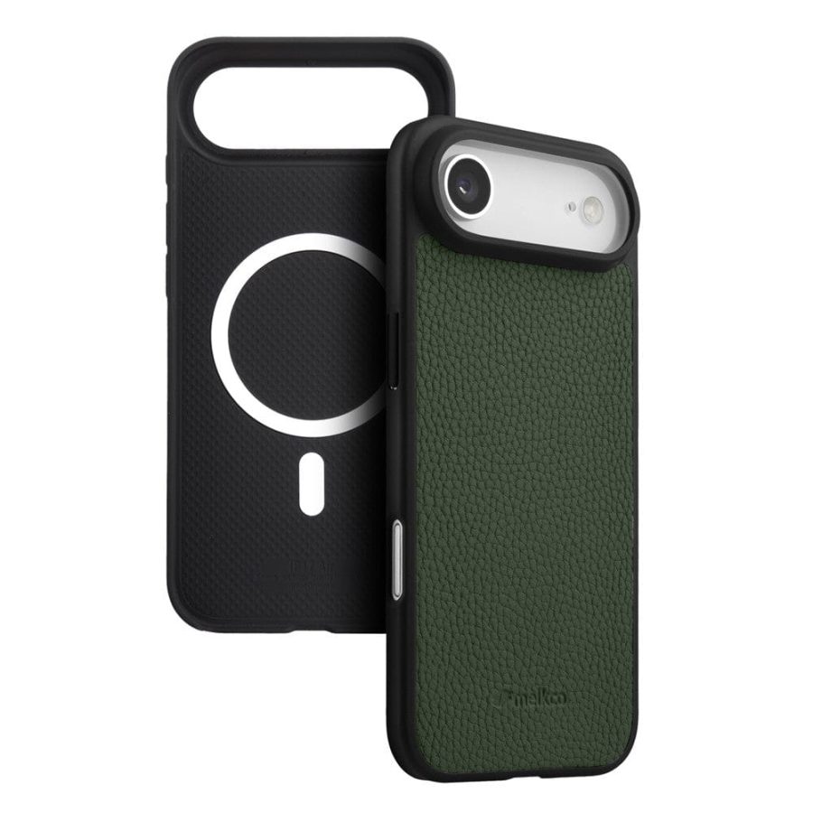 6601185329D-1 MELKCO For iPhone Air Ultra Thin Case Genuine Bovine Leather | Compatible with MagSafe Green iPhone Air by The Case Factory