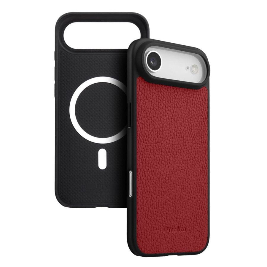 6601185329H-1 MELKCO For iPhone Air Ultra Thin Case Genuine Bovine Leather | Compatible with MagSafe Red iPhone Air by The Case Factory
