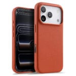 MELKCO For iPhone 17 Pro Max Magnetic Case Genuine Leather Phone Cover with Metal Keys  /  AI Button