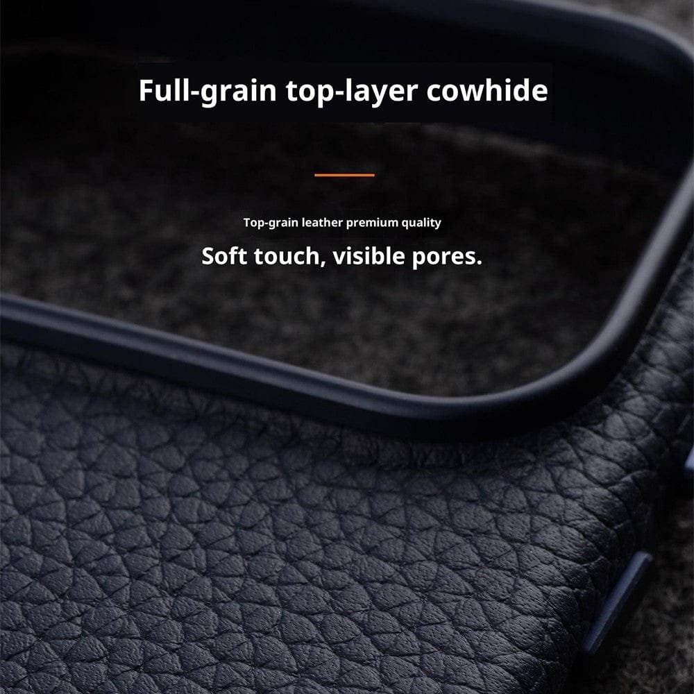 MELKCO For iPhone 17 Magnetic Case Genuine Leather Phone Cover with Metal Keys / AI Button - Image 2