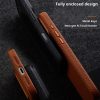 MELKCO For iPhone 17 Magnetic Case Genuine Leather Phone Cover with Metal Keys  /  AI Button