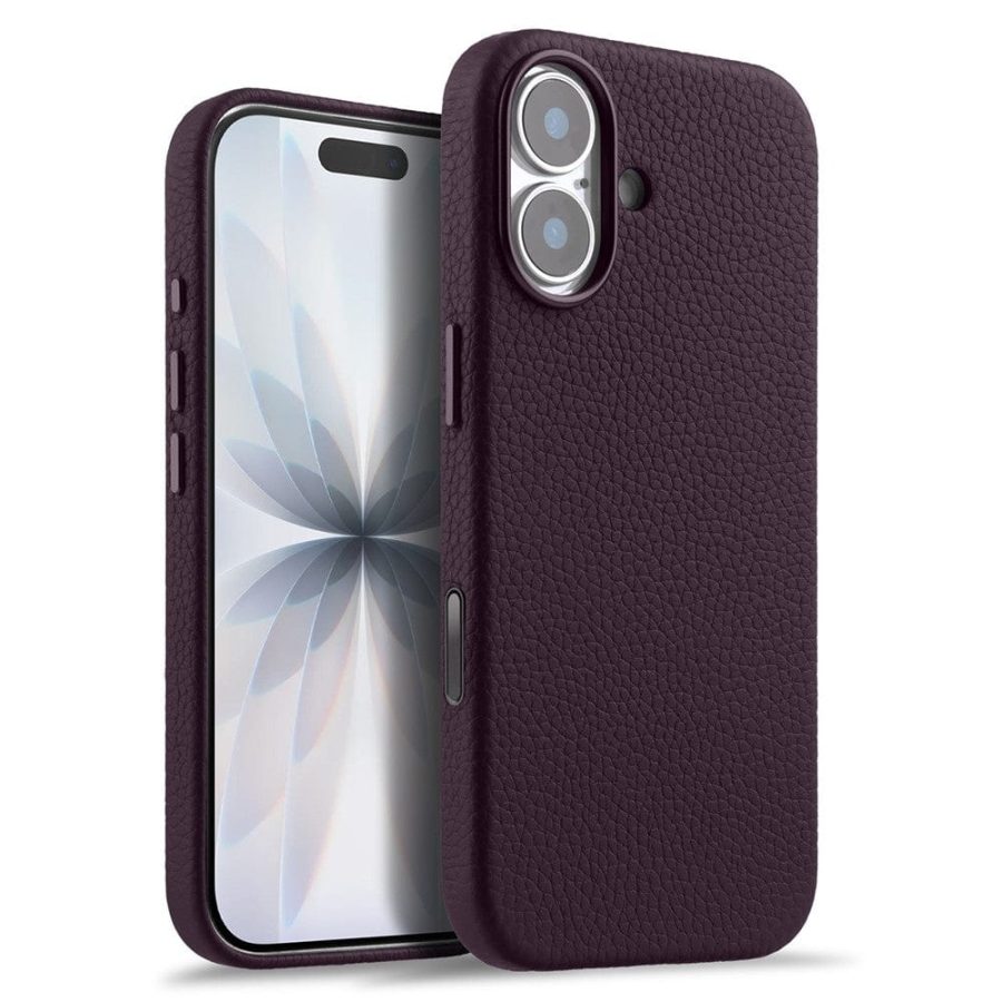 MELKCO For iPhone 17 Magnetic Case Genuine Leather Phone Cover with Metal Keys  /  AI Button