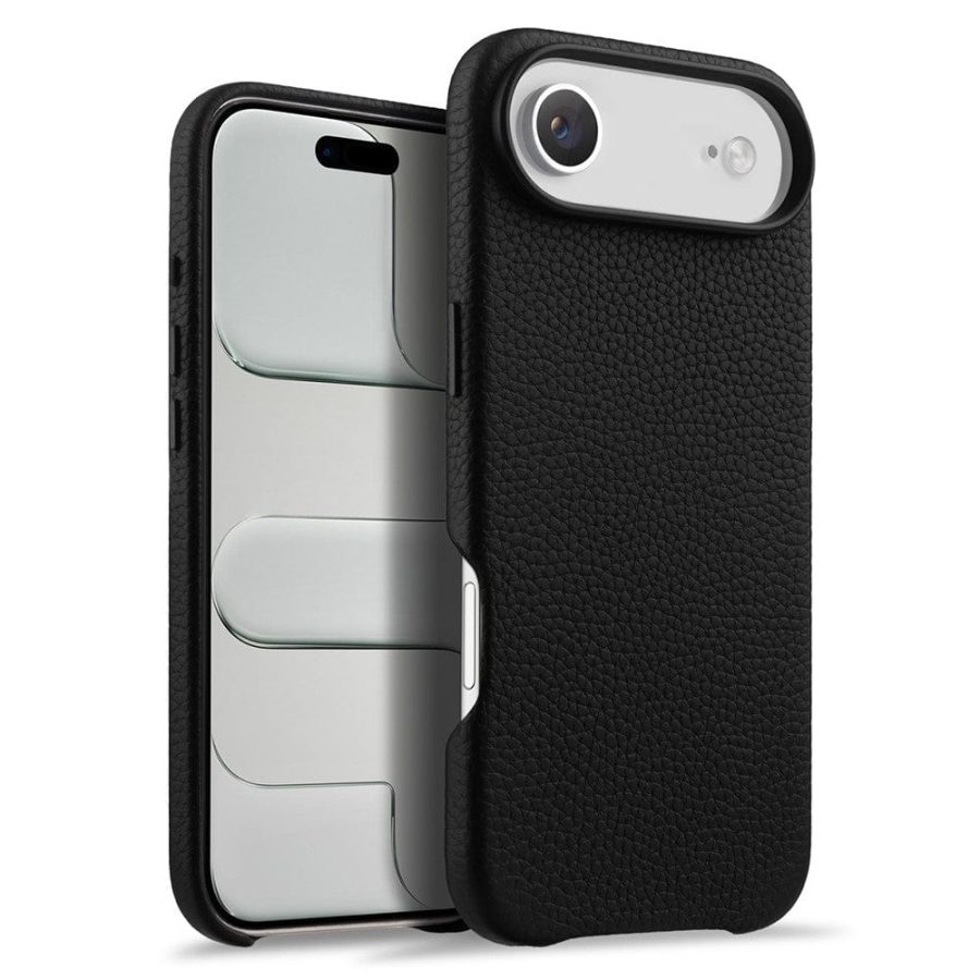 MELKCO For iPhone Air Magnetic Case Genuine Leather Phone Cover with Metal Keys  /  AI Button