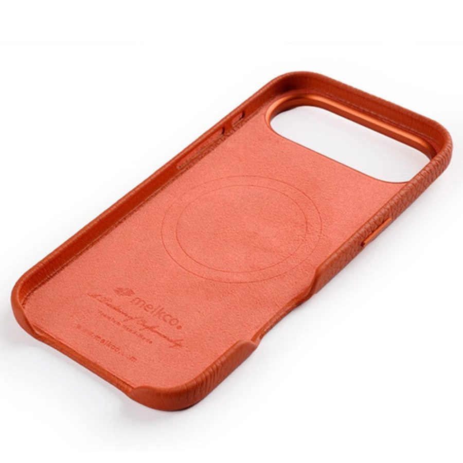 MELKCO For iPhone Air Magnetic Case Genuine Leather Phone Cover with Metal Keys  /  AI Button