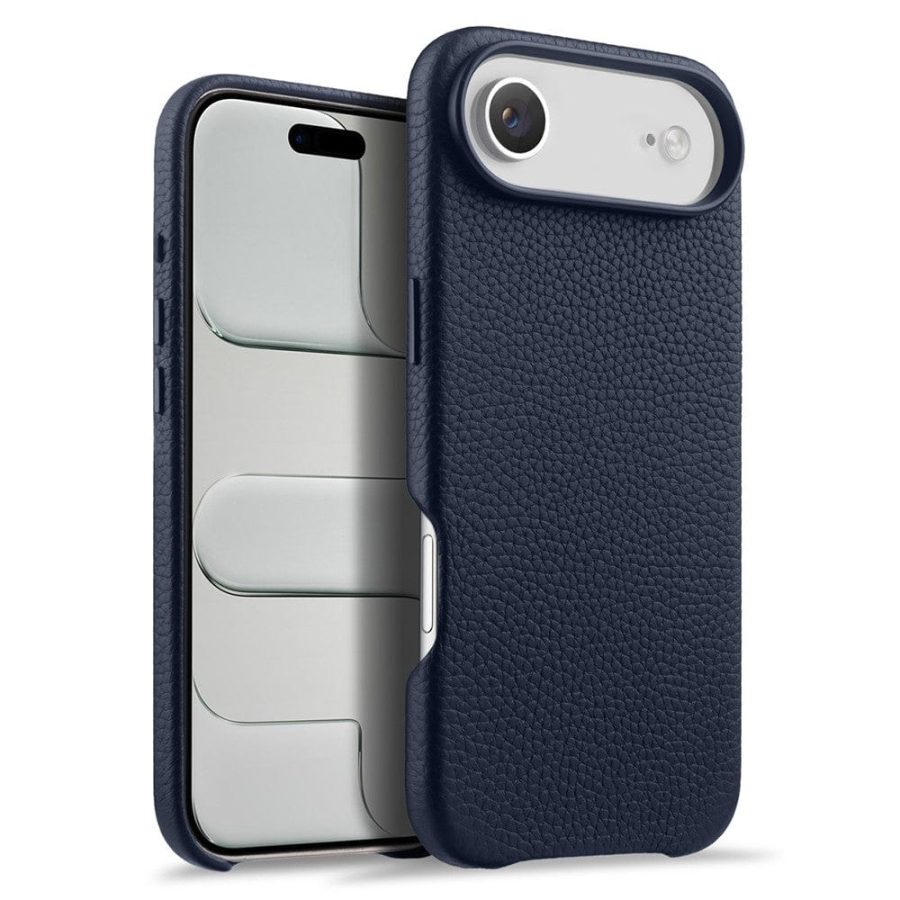 MELKCO For iPhone Air Magnetic Case Genuine Leather Phone Cover with Metal Keys  /  AI Button