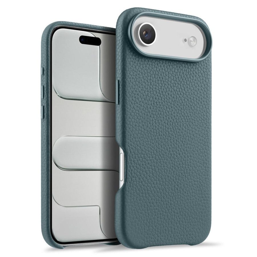 MELKCO For iPhone Air Magnetic Case Genuine Leather Phone Cover with Metal Keys  /  AI Button