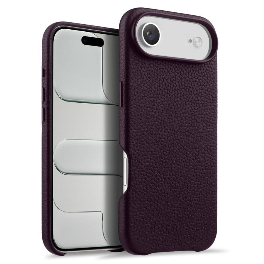 MELKCO For iPhone Air Magnetic Case Genuine Leather Phone Cover with Metal Keys  /  AI Button