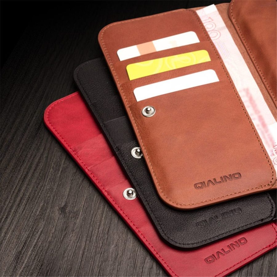 QIALINO Universal Premium Cowhide Genuine Leather Wallet Case for iPhone (6.9 Inches Display Size)