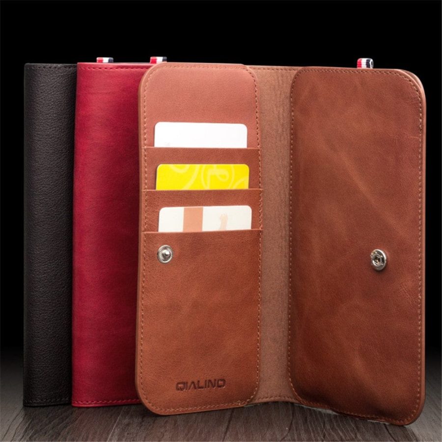 QIALINO Universal Premium Cowhide Genuine Leather Wallet Case for iPhone (6.9 Inches Display Size)
