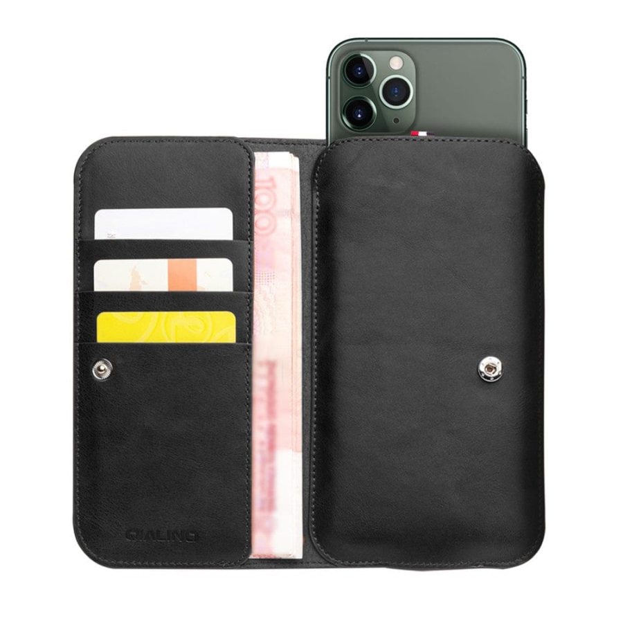 QIALINO Universal Premium Cowhide Genuine Leather Wallet Case for iPhone (6.9 Inches Display Size)