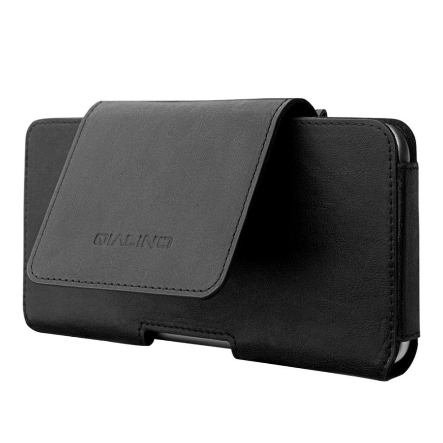 101119489A-1 QIALINO Premium Cowhide Leather Holster Case Waist Bag (6.5 inches Display Size)