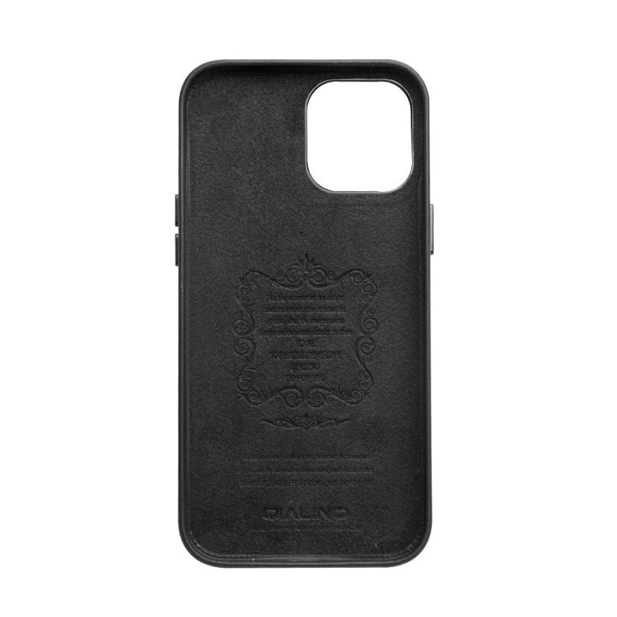 QIALINO for iPhone 12 Pro Max Premium Cowhide Leather Coated Case Anti-scratch Shockproof Phone Cover