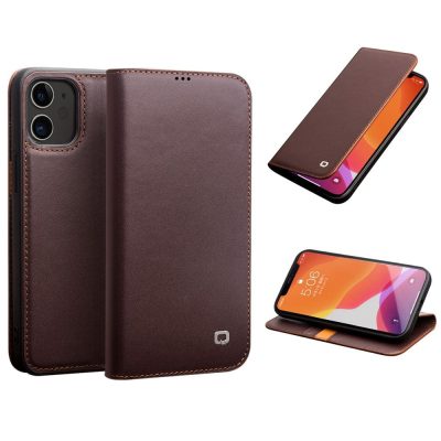 101123360B-1 QIALINO For iPhone 12 Pro | iPhone 12 Classic Cowhide Leather Case Wallet Stand Phone Cover