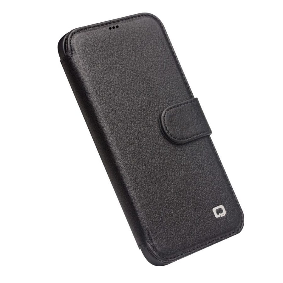 QIALINO for iPhone 12 Mini Business Style Magnetic Clasp Top Cowhide Leather Phone Cover