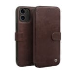QIALINO for iPhone 12 Mini Business Style Magnetic Clasp Top Cowhide Leather Phone Cover