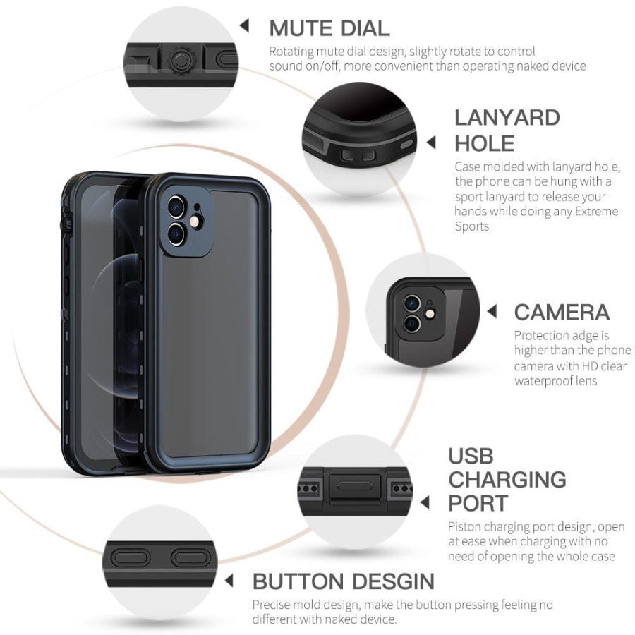 REDPEPPER Dot+ Series For iPhone 12 Case IP68 Waterproof Clear Phone Cover