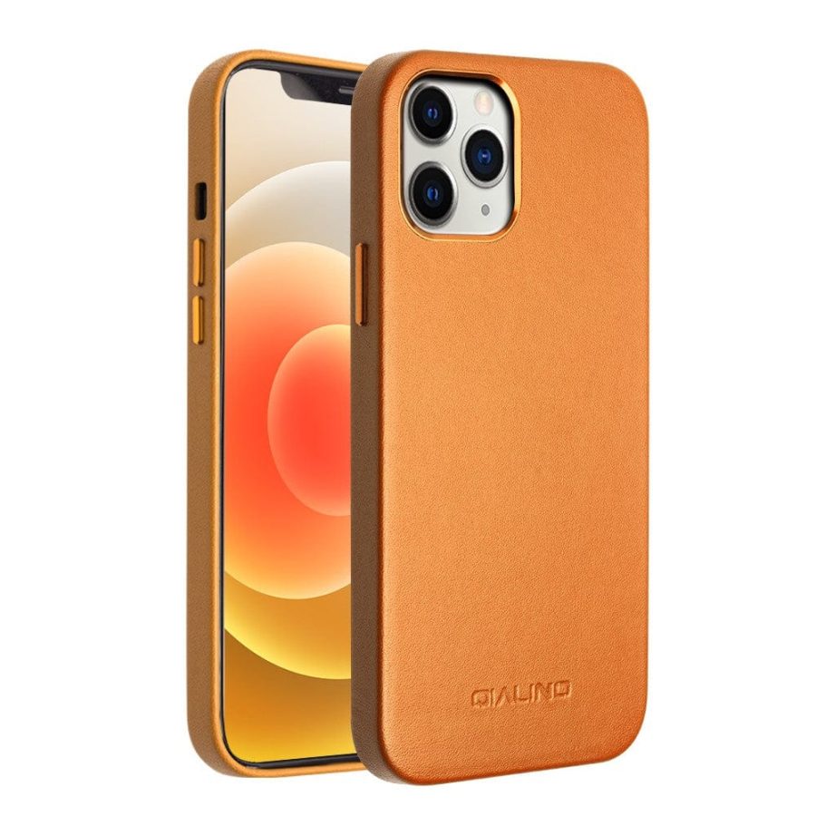 QIALINO For iPhone 12 | iPhone 12 Pro Premium Genuine Cowhide Leather Phone Case | Compatible with MagSafe