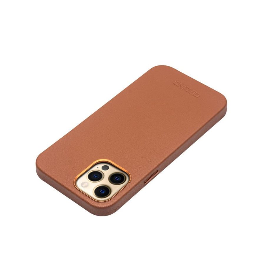 QIALINO For iPhone 12 Pro Max Genuine Cowhide Leather Phone Case | Compatible with MagSafe
