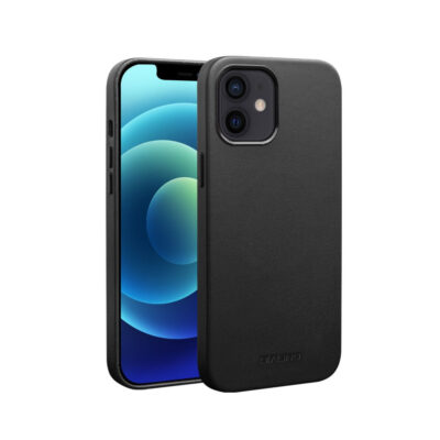 QIALINO For iPhone 12 | iPhone 12 Pro Genuine Cowhide Leather Phone Case | Compatible with MagSafe