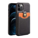 QIALINO for iPhone 12 Pro Max Case Business Style Card Slots Cowhide Leather Coated Phone Cover