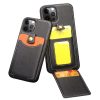 QIALINO for iPhone 12 Pro Max Case Business Style Card Slots Cowhide Leather Coated Phone Cover