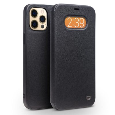 QIALINO for iPhone 12 Pro Max Case Ultra Thin Premium Genuine Leather Flip Cover