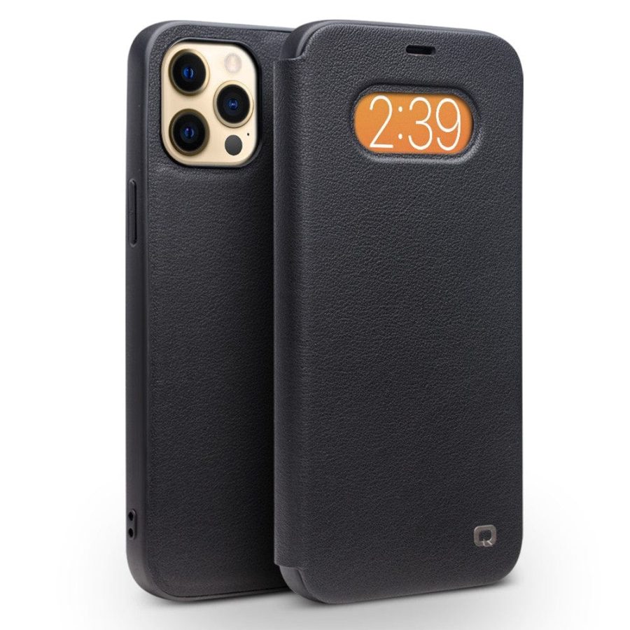 QIALINO for iPhone 12 Pro Max Case Ultra Thin Premium Genuine Leather Flip Cover