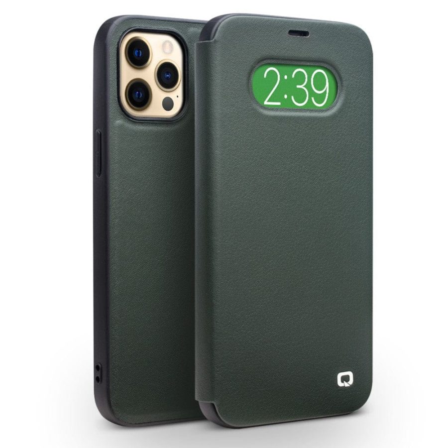 QIALINO for iPhone 12 Pro Max Case Ultra Thin Premium Genuine Leather Flip Cover