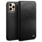 QIALINO For iPhone 13 Pro Case Genuine Cowhide Leather Stand Wallet Phone Cover
